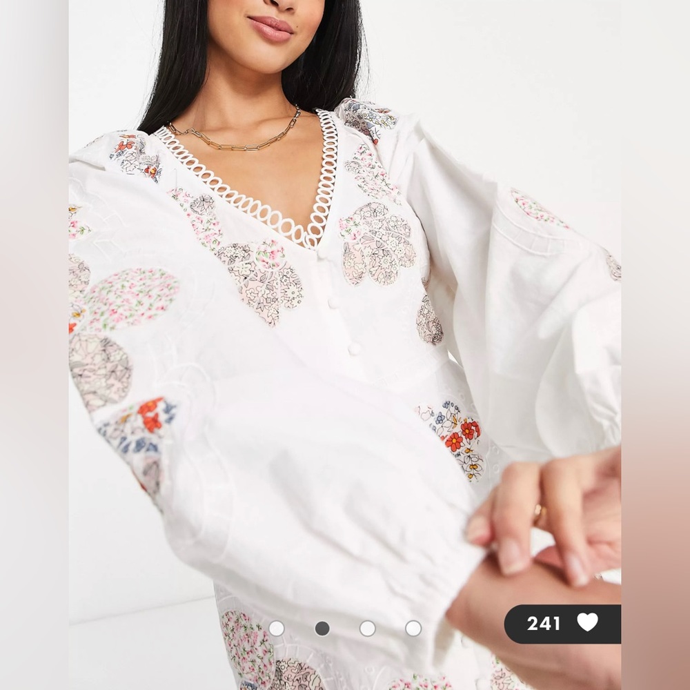 Asos Design Petite Embroidered Patchwork Printed … - image 3